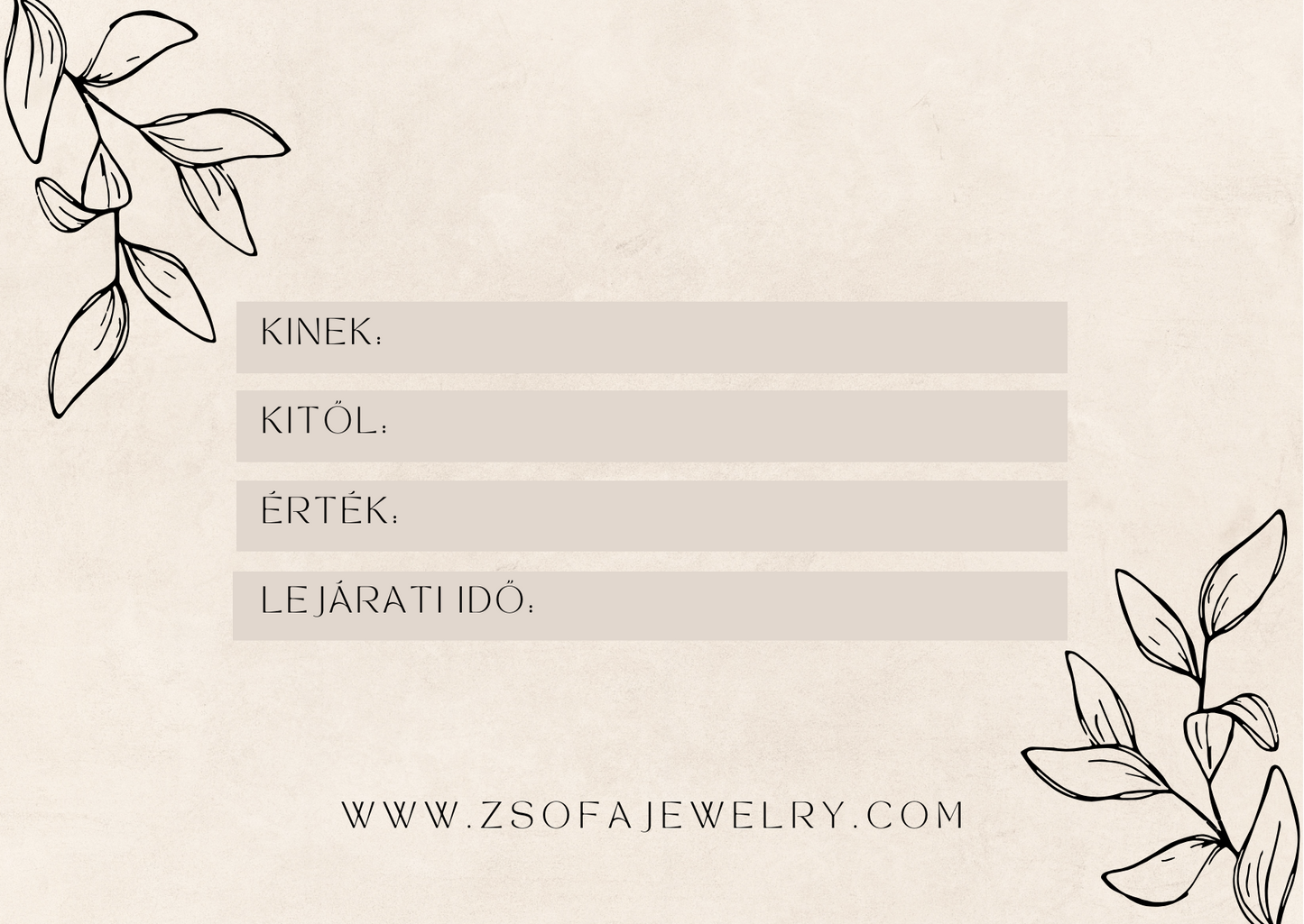 Zsófa Jewelry Ajándékutalvány