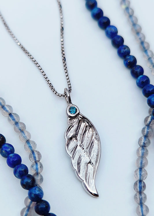 Serafina Angyalszárny Nyaklánc London Blue Topázzal
